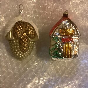 Vintage Pair of Mercury Glass Hand Blown Ornaments Germany